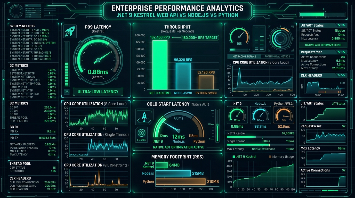 High-Throughput .NET 9 Kestrel Web API vs Node.js vs Python Performance Benchmark - NEXUS LABS